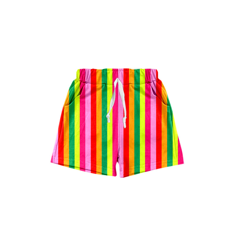 Yellow hot pink plaid baby kids summer shorts