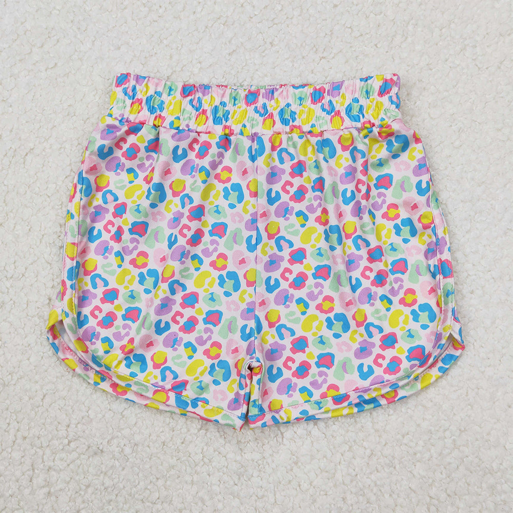 4.30 SS0475 RTS NO MOQ Colorful leopard elastic waist kids girls summer shorts