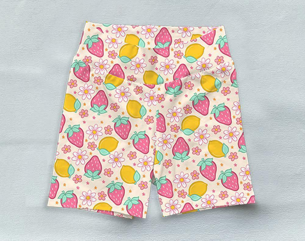 5.22 SS0533 Pre order Baby Girls Flowers Strawberry Biking Shorts Bottoms