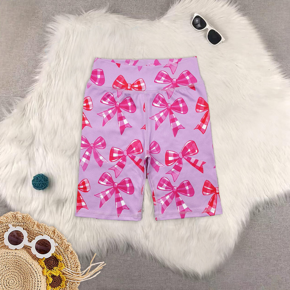 8.18 Sibling Pink bow tennis high waist toddler girls yoga shorts
