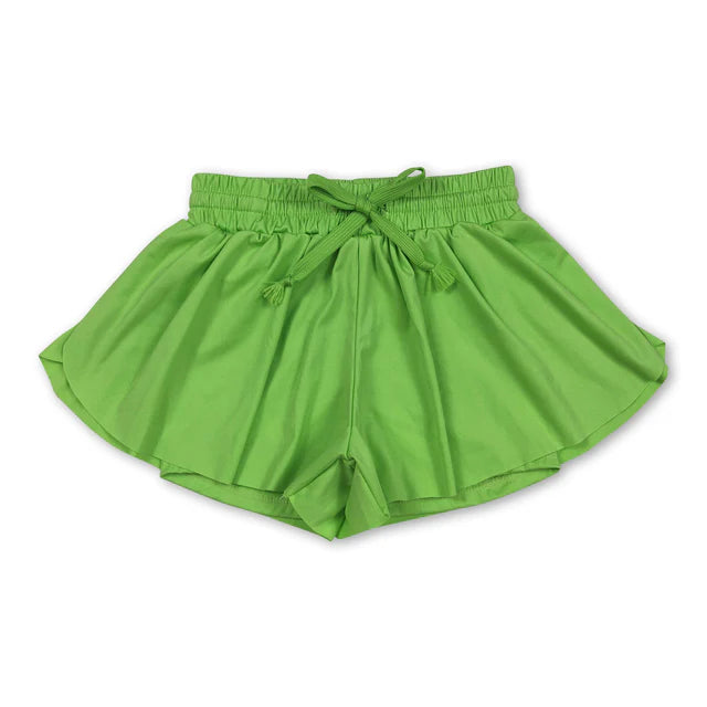 5.25 RTS NO MOQ (In stock)GT0985+SS0548 Green sleeveless kids girls activewear top with activewear summer yoga shorts
