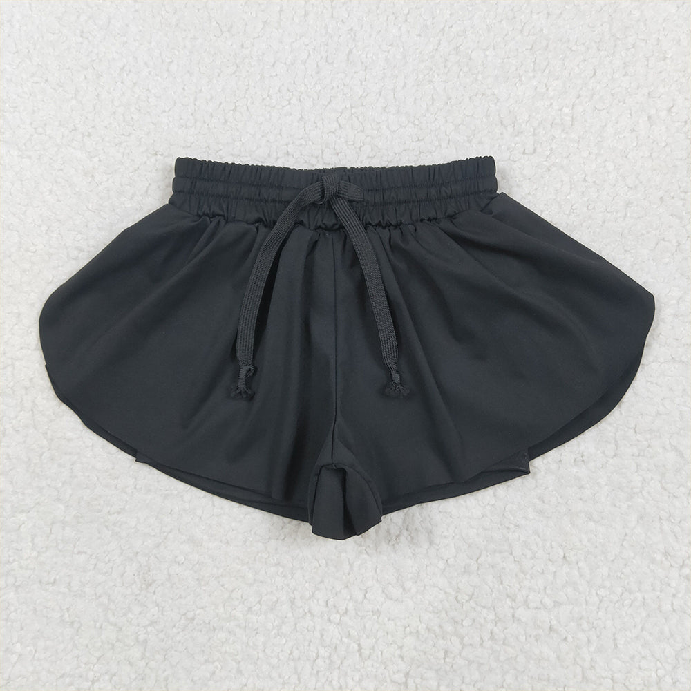 USA Shop (in stock) SS0551RTS NO MOQ Baby Girls Summer Yoga Shorts Baby Girls Black Yoga Skort Shorts Bottoms