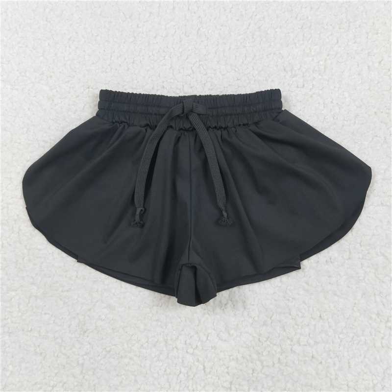 USA Warehouse (IN STOCK) SS0551 Black Kids Girls Activewear Summer Yoga Shorts for Girls Stretchy Comfortable Sportswear for Kids