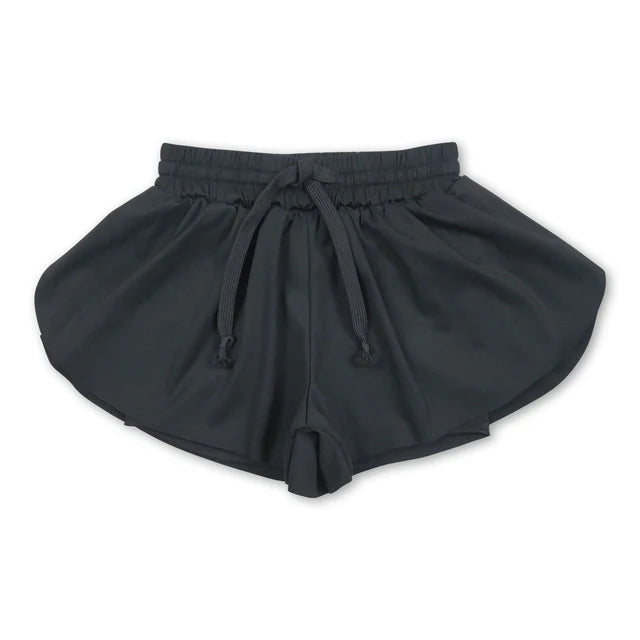 5.25 RTS NO MOQ (In stock)GT0987+SS0551 Black sleeveless kids girls activewear top with activewear summer yoga shorts