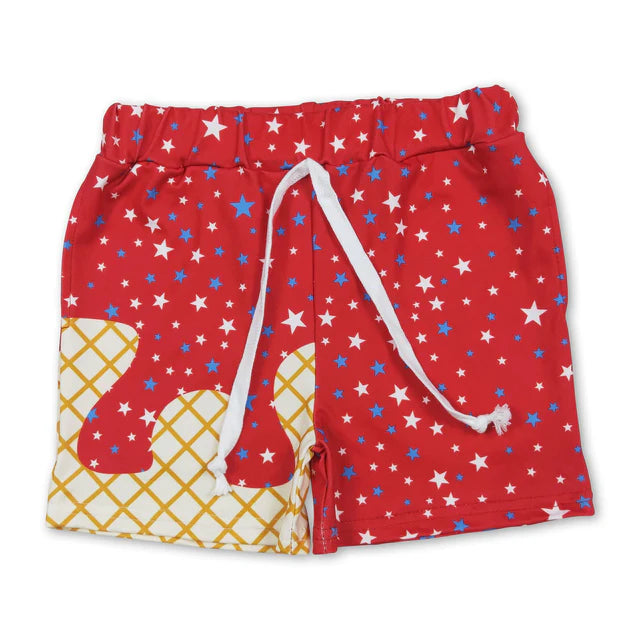 RTS Sibling Light blue stars ice cream boys 4th of july shorts