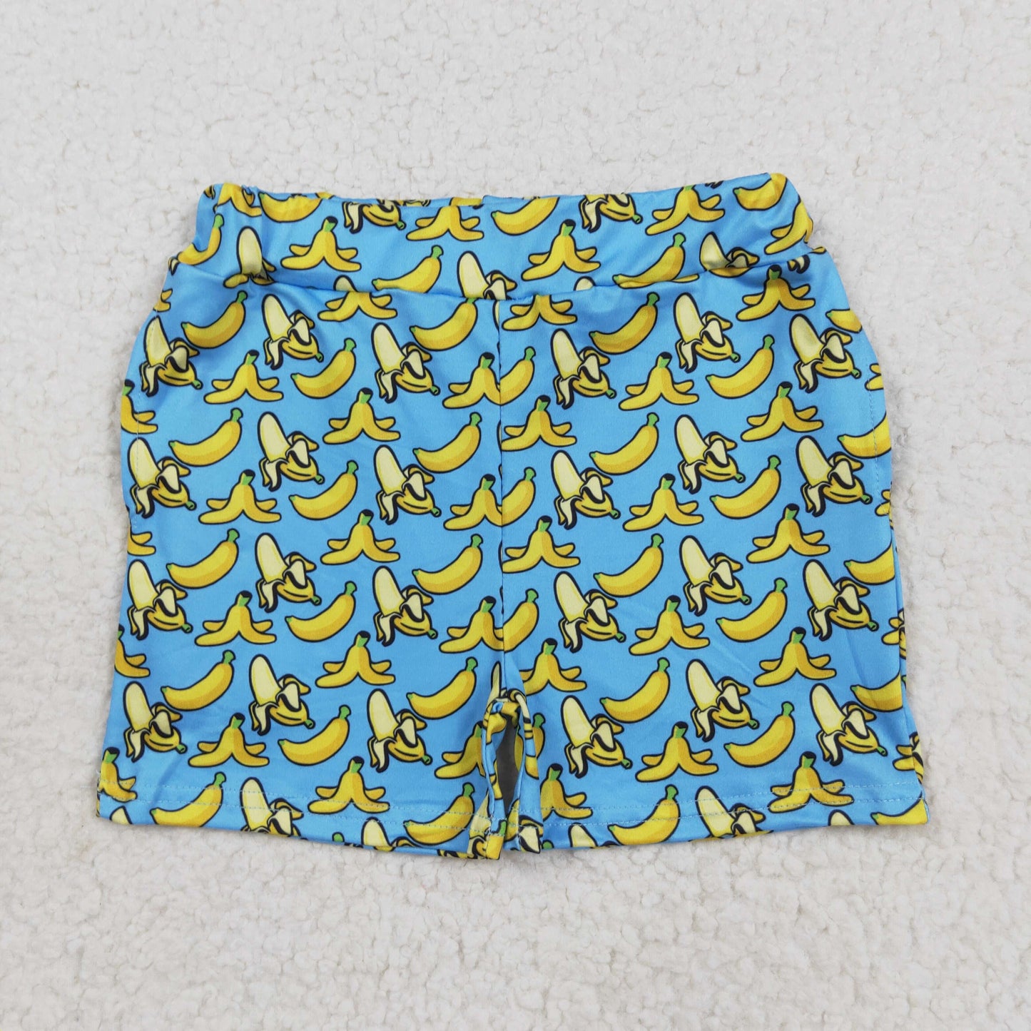 RTS NO MOQ (In stock)SS0634 Baby Girls Pants Baby Girls Blue Bananas Plaid Summer Shorts Bottom