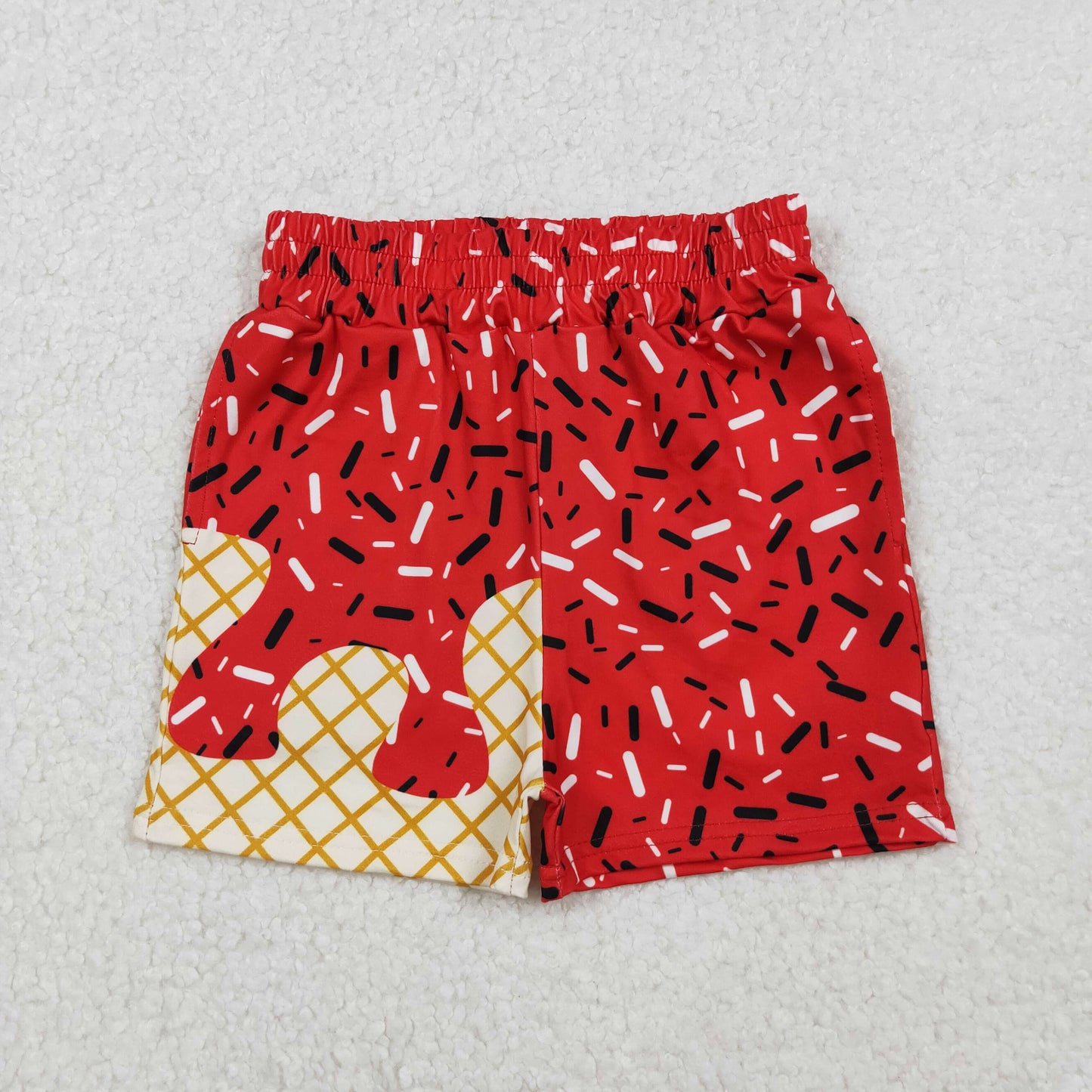 RTS NO MOQ (In stock)SS0637 Baby Boys Summer Shorts Red Drip Sprinkles Team Shorts Bottom