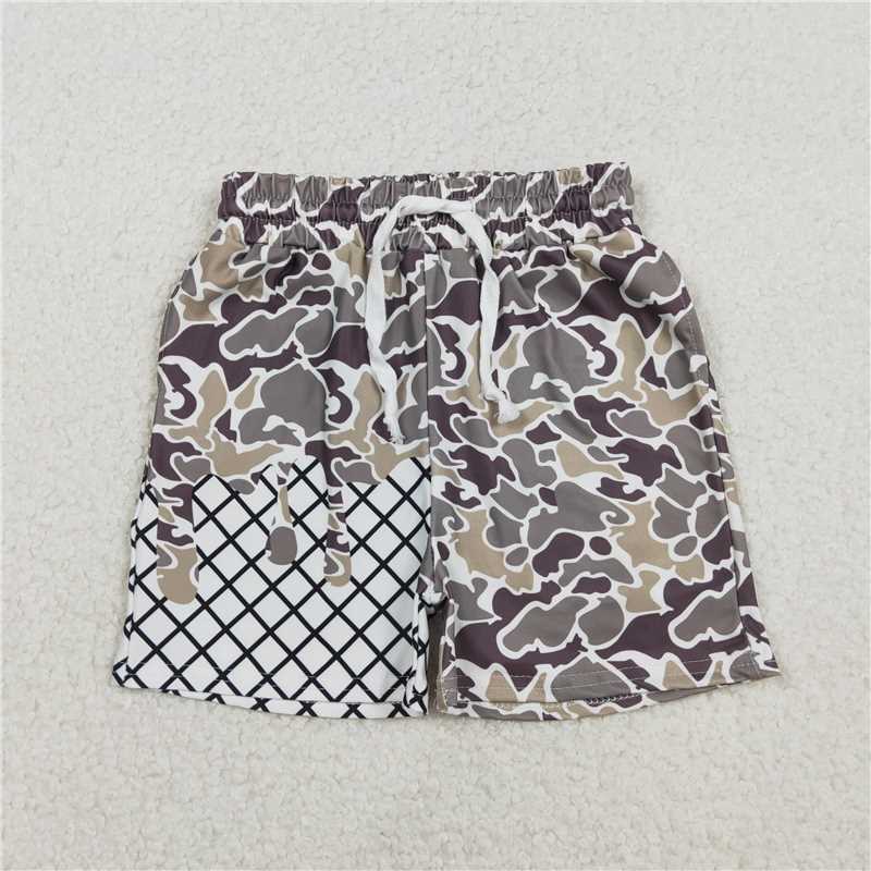 11.29 RTS NO MOQ (In stock)SS0646 Baby Boys Summer Shorts Baby Boys Southern Grey Camo Drip Team Shorts Bottom