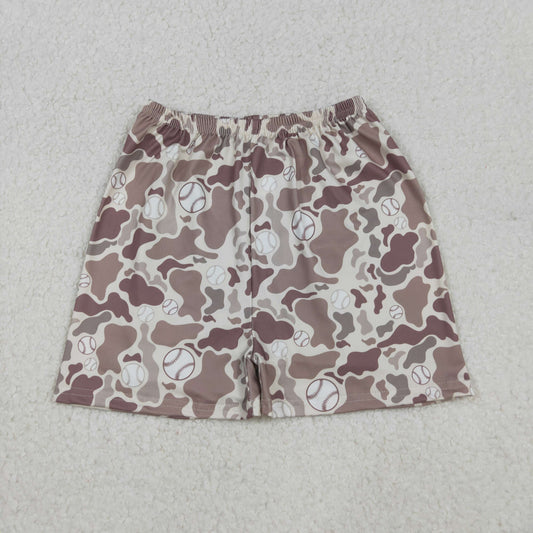 10.20 RTS NO MOQ (In stock)SS0654 Baby Boys Summer Shorts Baby Boys Khaki Camo Baseballs Team Shorts Bottoms