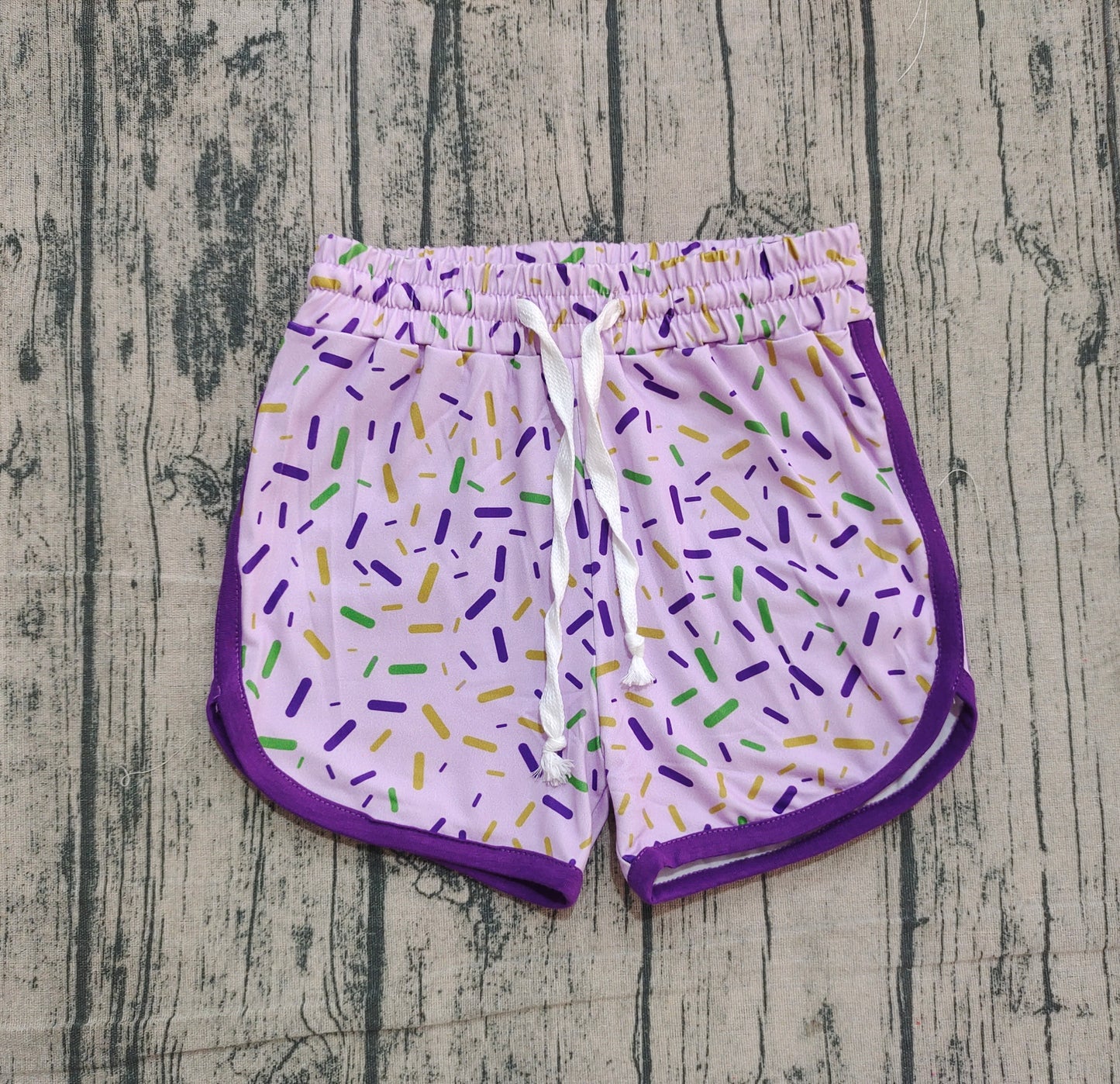 10.13 SS0656 Sample No Moq Baby Girls Mardigras Sprinkles Team Shorts Bottom