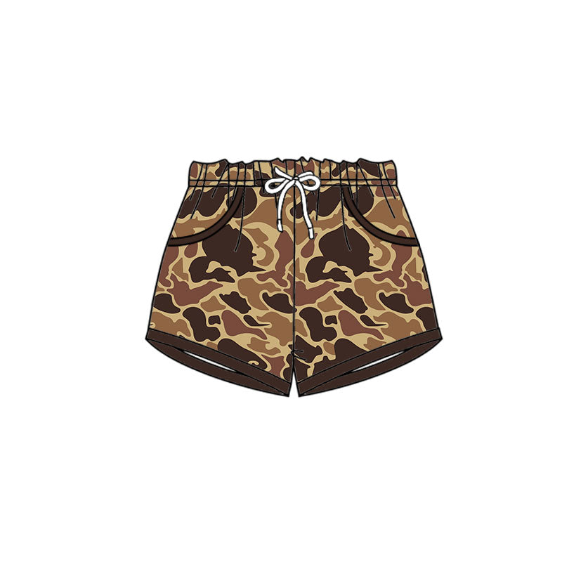 10.1 SS0676 Pre order No Moq Baby Boys Brown Khaki Camo Hunting Pockets Shorts Bottom