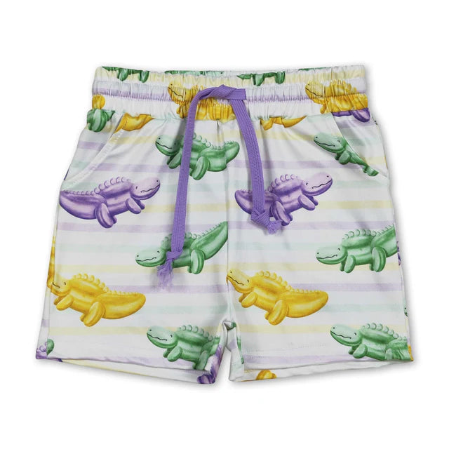 5.13 RTS NO MOQ (In stock)BT1393+SS0678 Dinosaur boys Mardi Gras button down shirt outfits