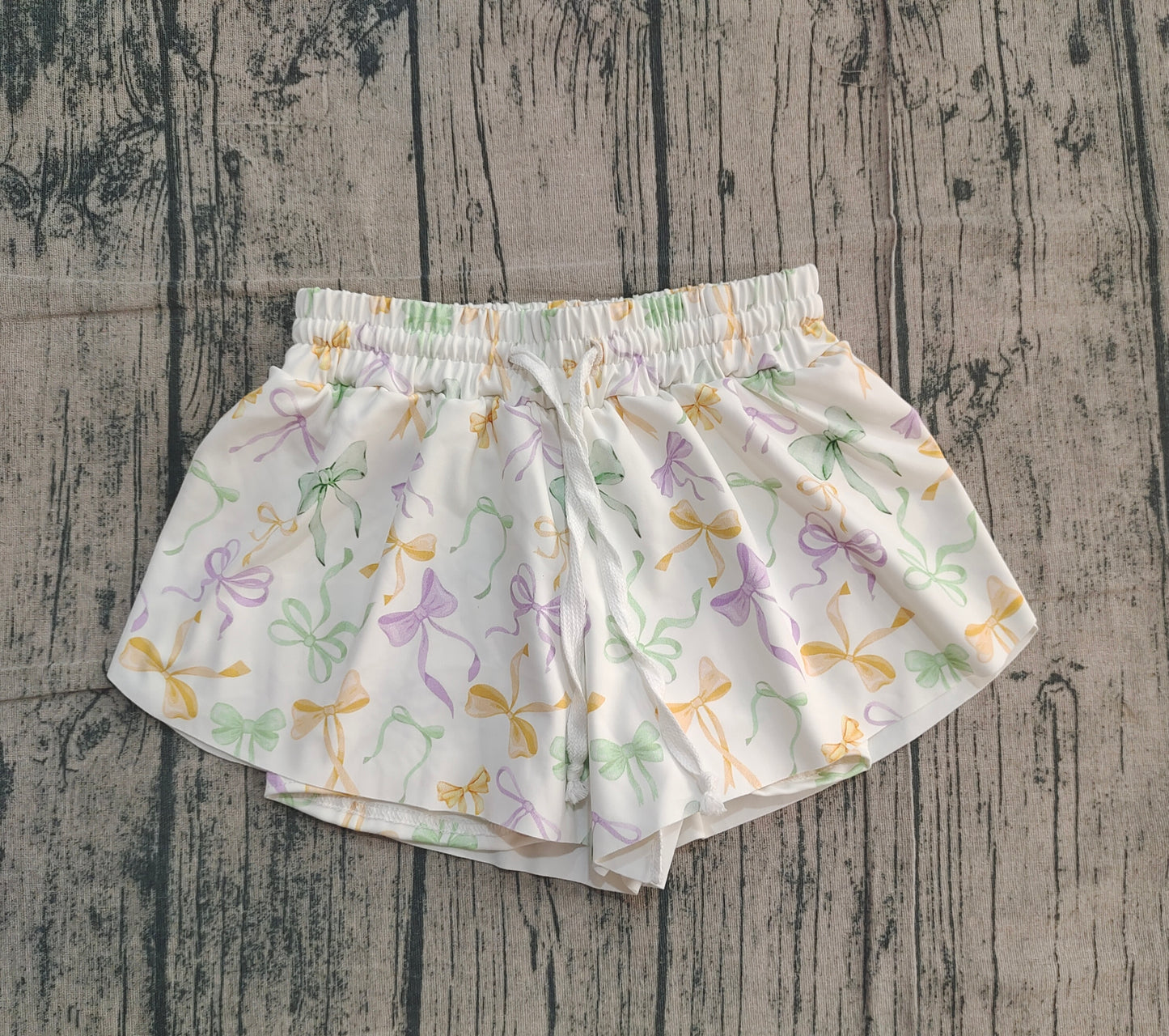 10.17 SS0682 Sample No Moq Yoga fabric Baby Girls Mardigras Bows Plaid Yoga Shorts Bottoms