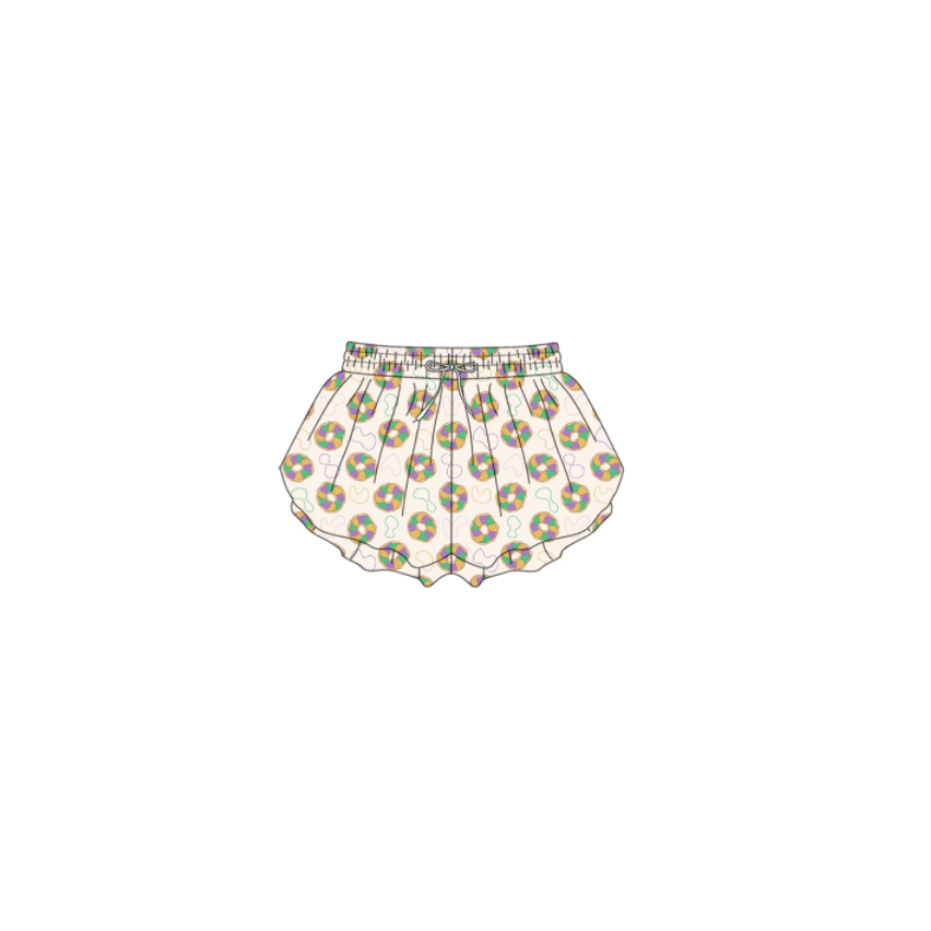 10.13 SS0683 Pre order No Moq Yoga fabric Baby Girls Mardigras Donuts Plaid Yoga Shorts Bottoms