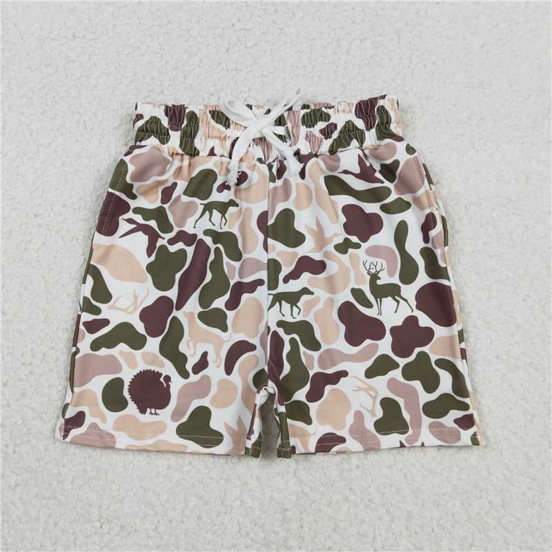 11.26 RTS NO MOQ (In stock)SS0699 Baby Boys Summer Shorts Baby Boys Southern Hunting Ducks Deer Camo Pockets Shorts Bottom