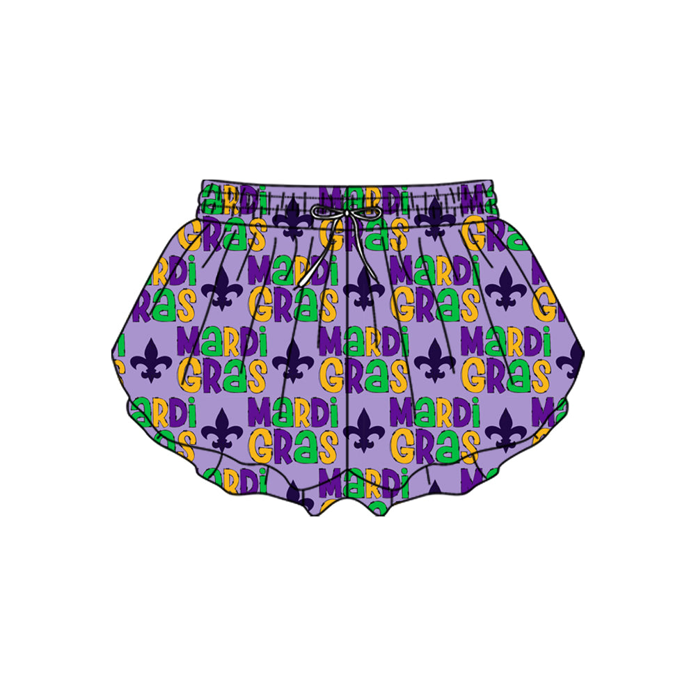 10.23 (Pre Order) No moq SS0708 PRE-ORDER Baby Girls Mardigras Anchors Plaid Yoga Ruffle Shorts Bottom
