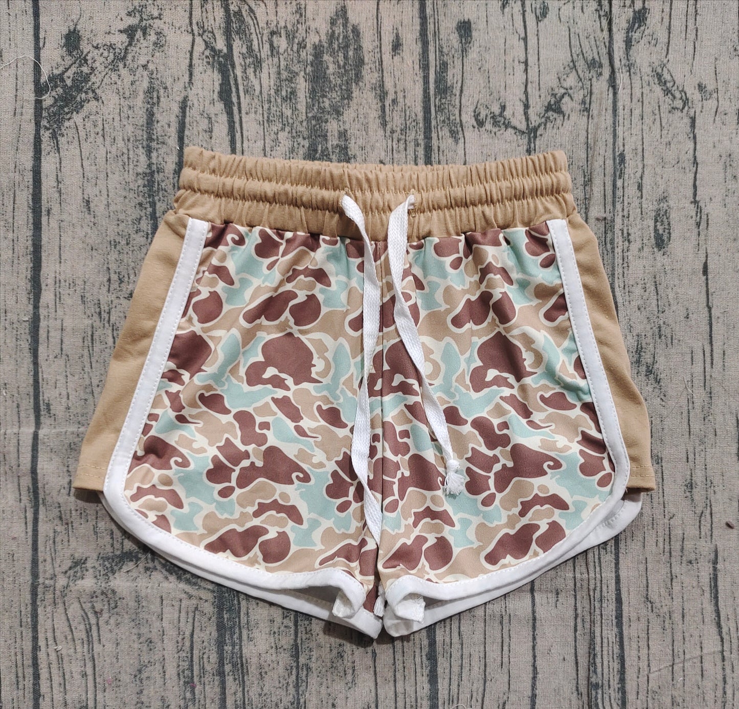 11.19 SS0741 Sample No Moq Baby Girls Green Camo Southern Shorts Bottom