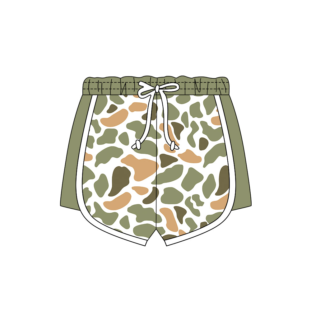 11.6 SS0744 Pre order No Moq Baby Girls Green Orange Camo Southern Shorts Bottom