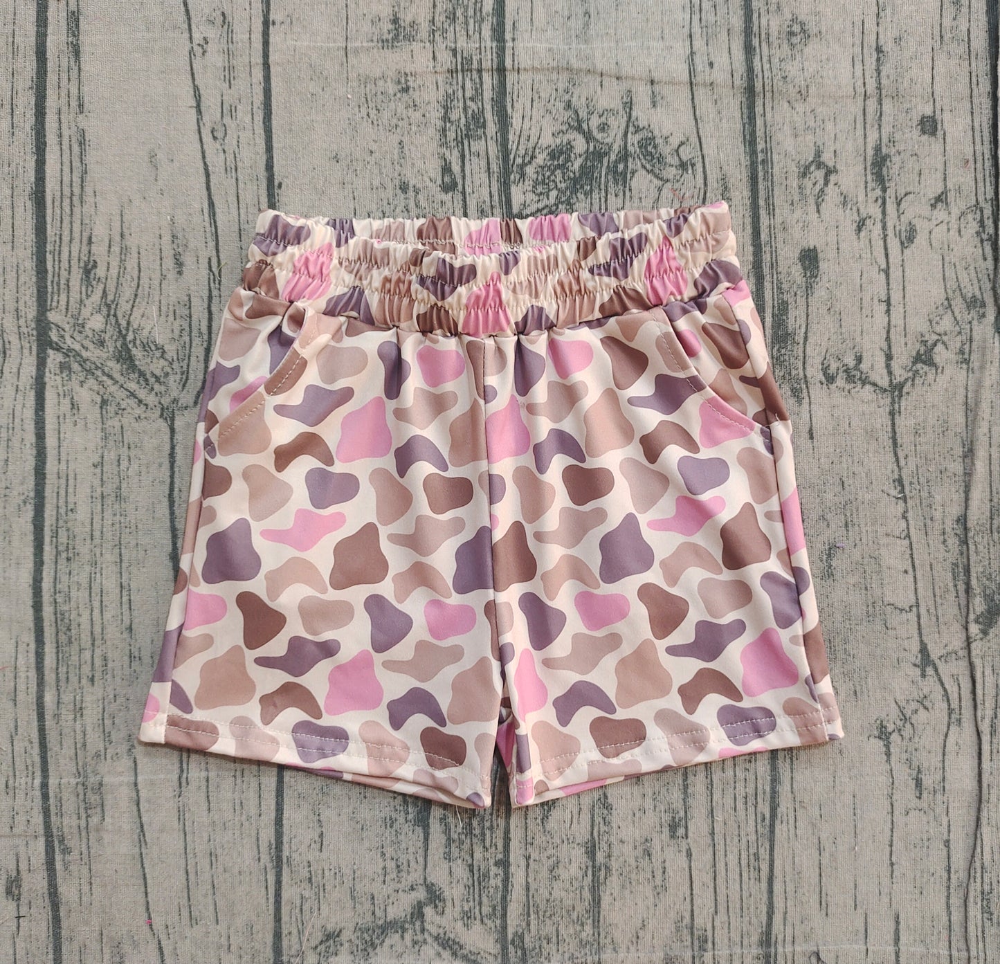 12.8 SS0757 Sample No Moq Baby Girls Southern Brown Pink Camo Pockets Shorts Bottom