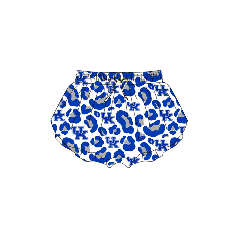 1.14 SS0812 Pre order No Moq Yoga fabric Baby Girls Blue Leopard UK Yoga Active Team Ruffle Shorts Bottom