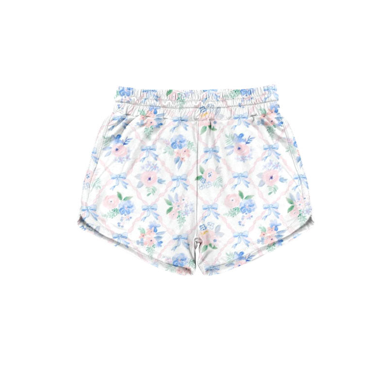 5.5 SS0934 Pre order No Moq Baby Girls Colorful Flowers Bows Checked Shorts Bottom