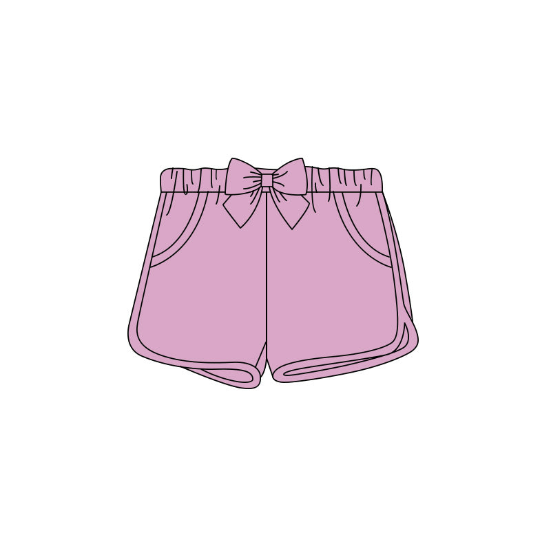 5.6 SS0937 Pre order No Moq Baby Girls Solid Bow Pockets Summer Shorts