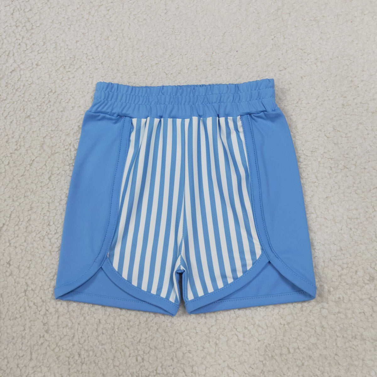 RTS NO MOQ (In stock)yoga fabric SS0950 Baby Girls Blue Stripe Yoga Active Shorts Bottom