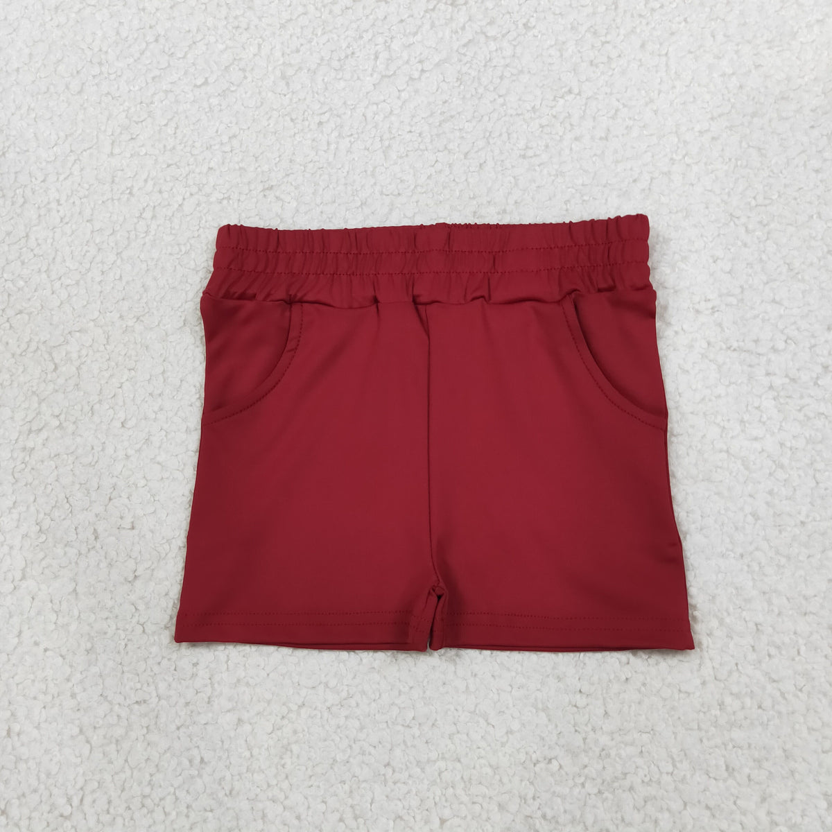 RTS NO MOQ (In stock)yoga fabric cotton SS0962 Yoga Baby Girls Solid Maroon Pocket Short Yoga Skort Athletic Casual Bottoms