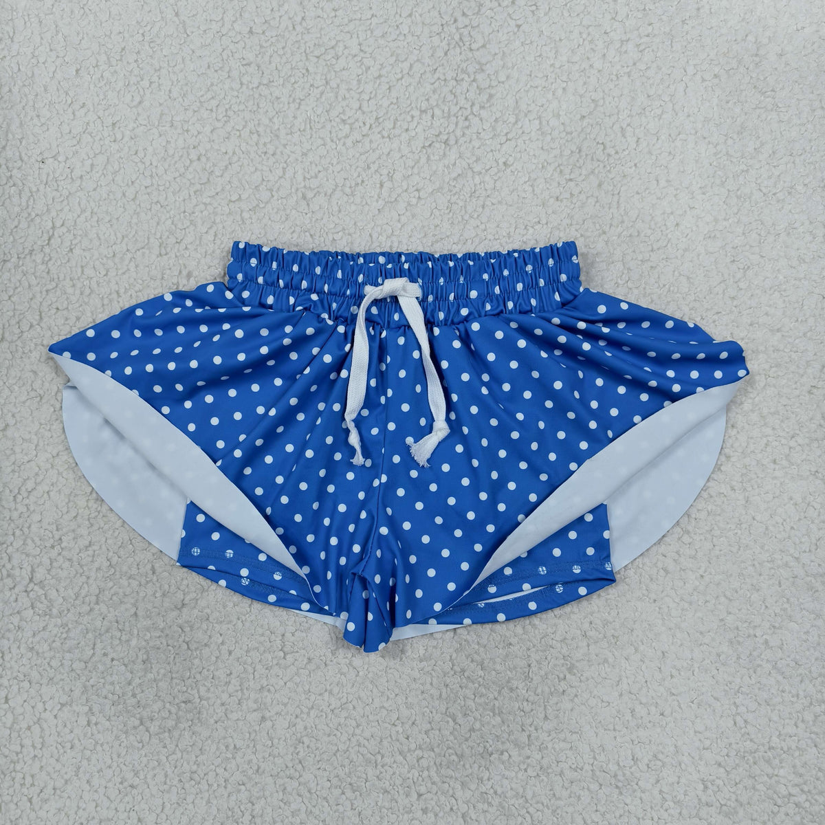 RTS NO MOQ (In stock)yoga fabric SS0966 Baby Girls Blue Polka Dots Butterfly Yoga Wear Shorts Bottom