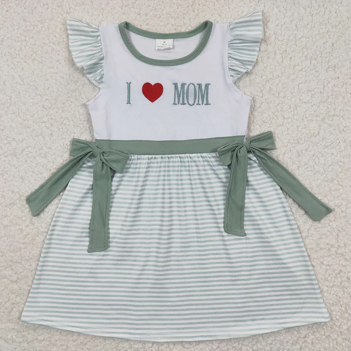 Mother's Day Girls Boys Green Sibling Rompers Clothes Sets