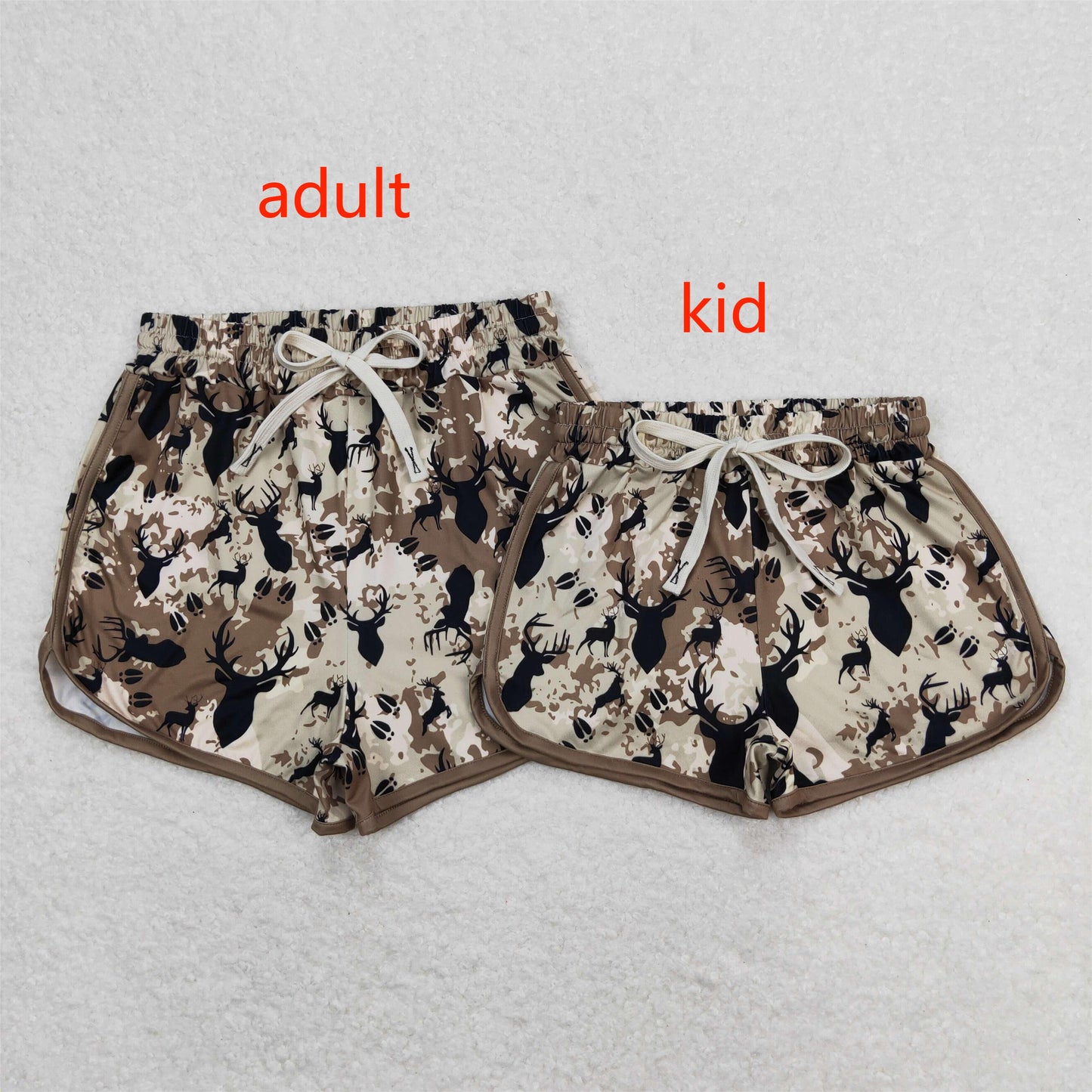 Baby Girls and Adults women Christmas Elk Head Brown Sports Yoga Shorts