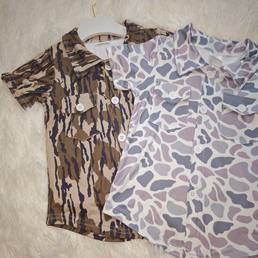 10.18 RST Sibling Baby Boys Western Camo Short Sleeves Button Pockets Shirts Tops
