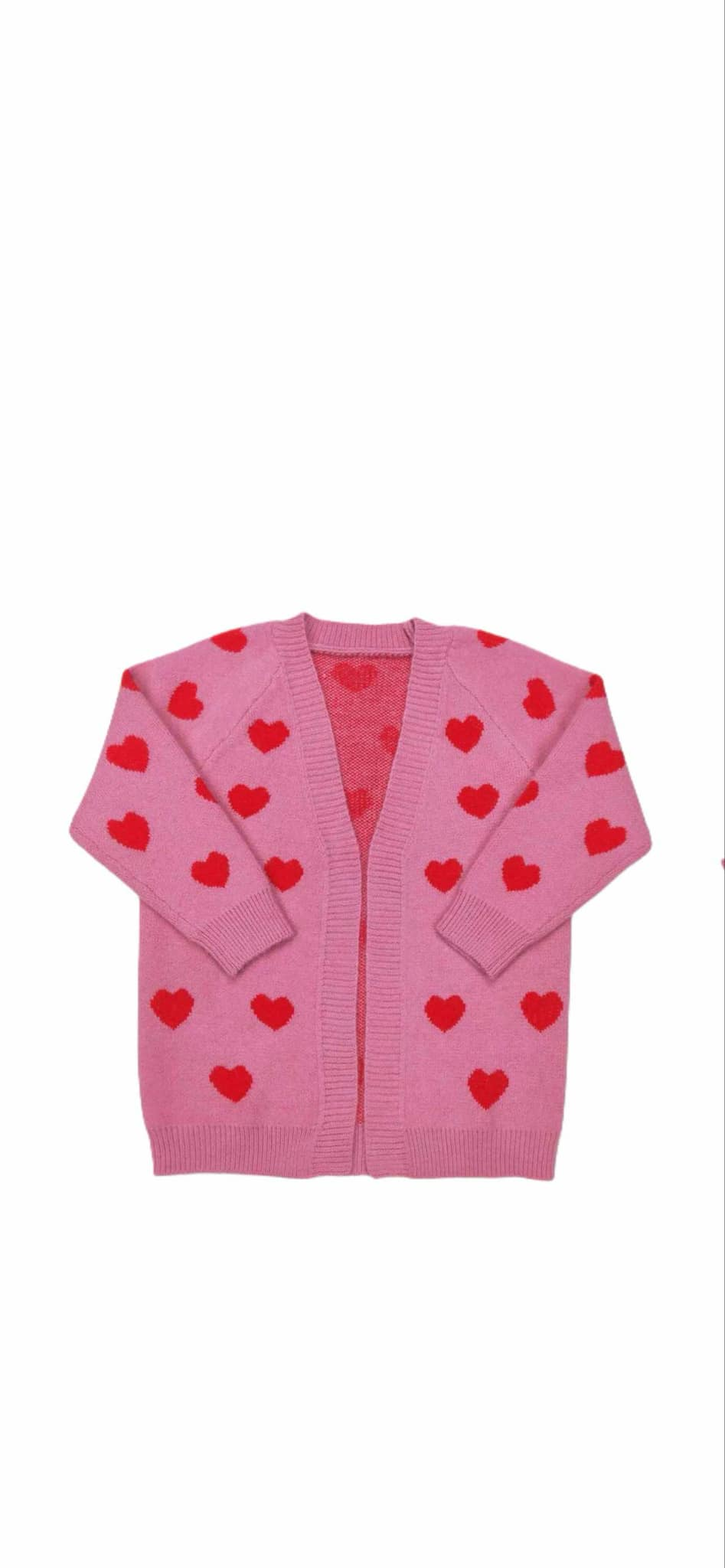 GT0372 Baby Girls Valentines Hearts Pink Long Sleeve Sweaters