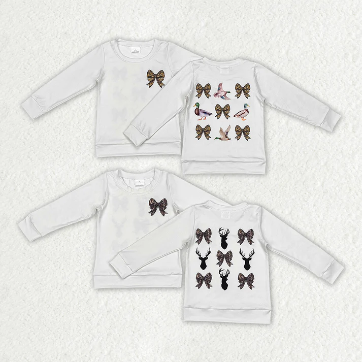Baby Girls Bows Ducks Deer Hunting Season Tee Shirts Tops
