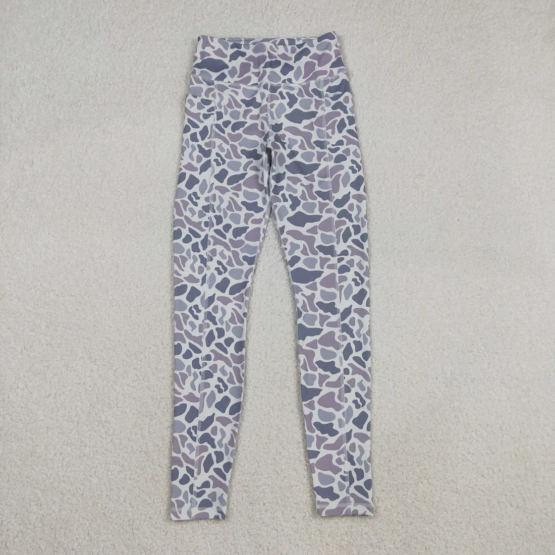 USA Warehouse (IN STOCK) P0898 Adult Women Light Grey Camo Yoga Active Legging Pants Bottom