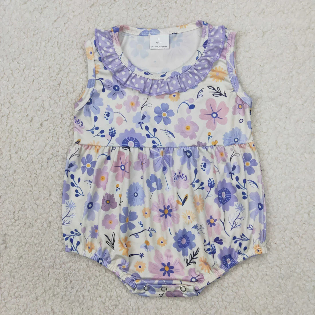 11.10 RTS Sibling Baby Girls Lavender Flowers Bow Tunic Ruffle Shorts Clothes Sets Rompers