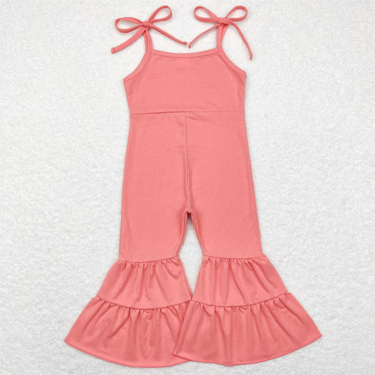 Baby Girls Cotton Suspender Double Lace Flared Overalls