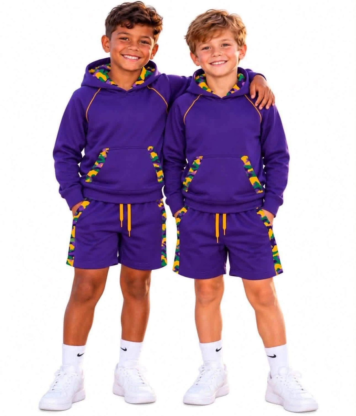 (Preorder new) No moq Boys Mardi Gras Outfit Camo Splice Kids Festival Tracksuit