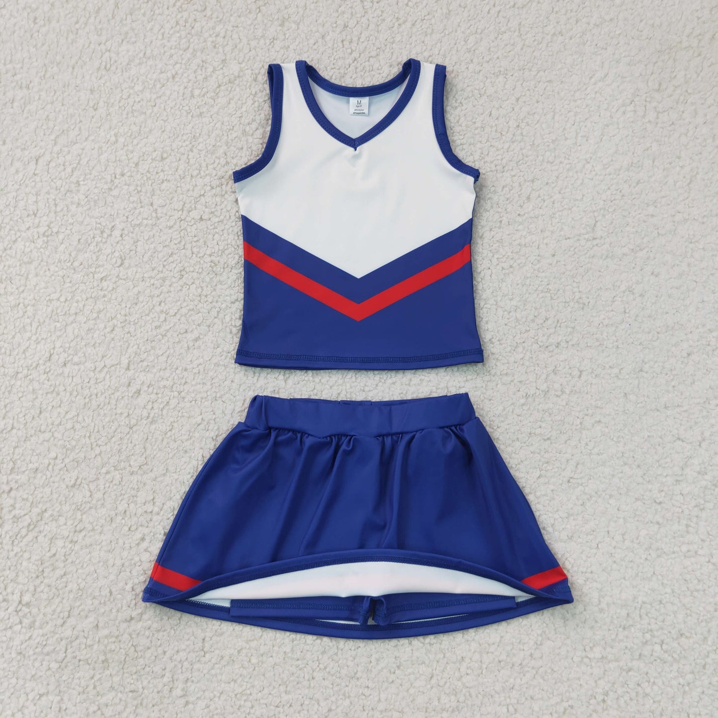 GSD4202 RTS NO MOQ (In stock)Sleeveless red navy top skirt girls team cheer active set