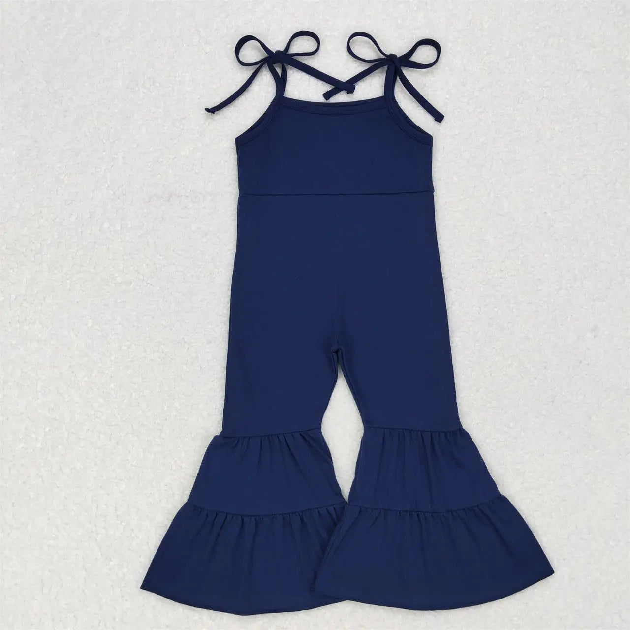 Baby Girls Cotton Suspender Double Lace Flared Overalls