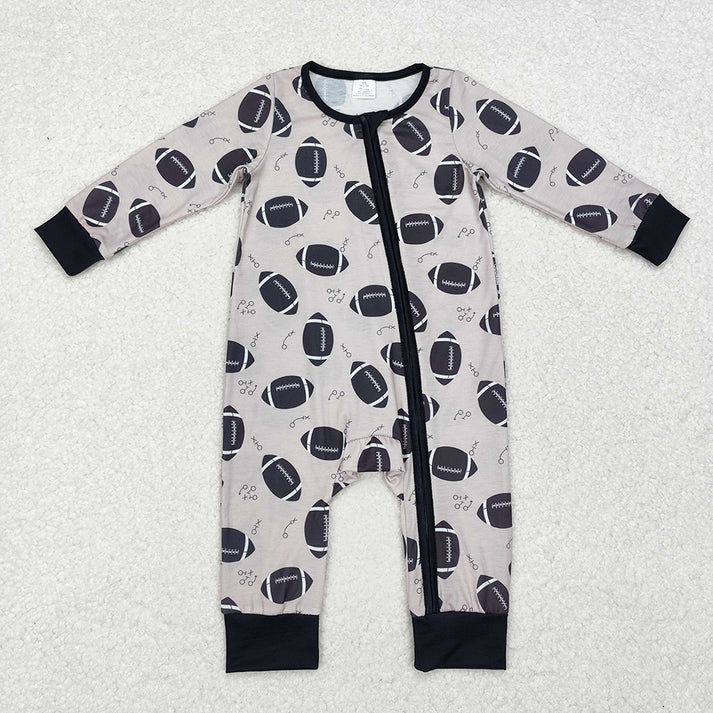 Baby Infant Toddler Football Zip Bamboo Rompers