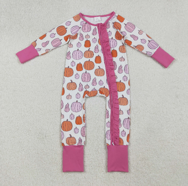 RTS NO MOQ Sibling milk silk Baby Long Sleeve Bow Two Way Zipper Ruffle Cute Rompers