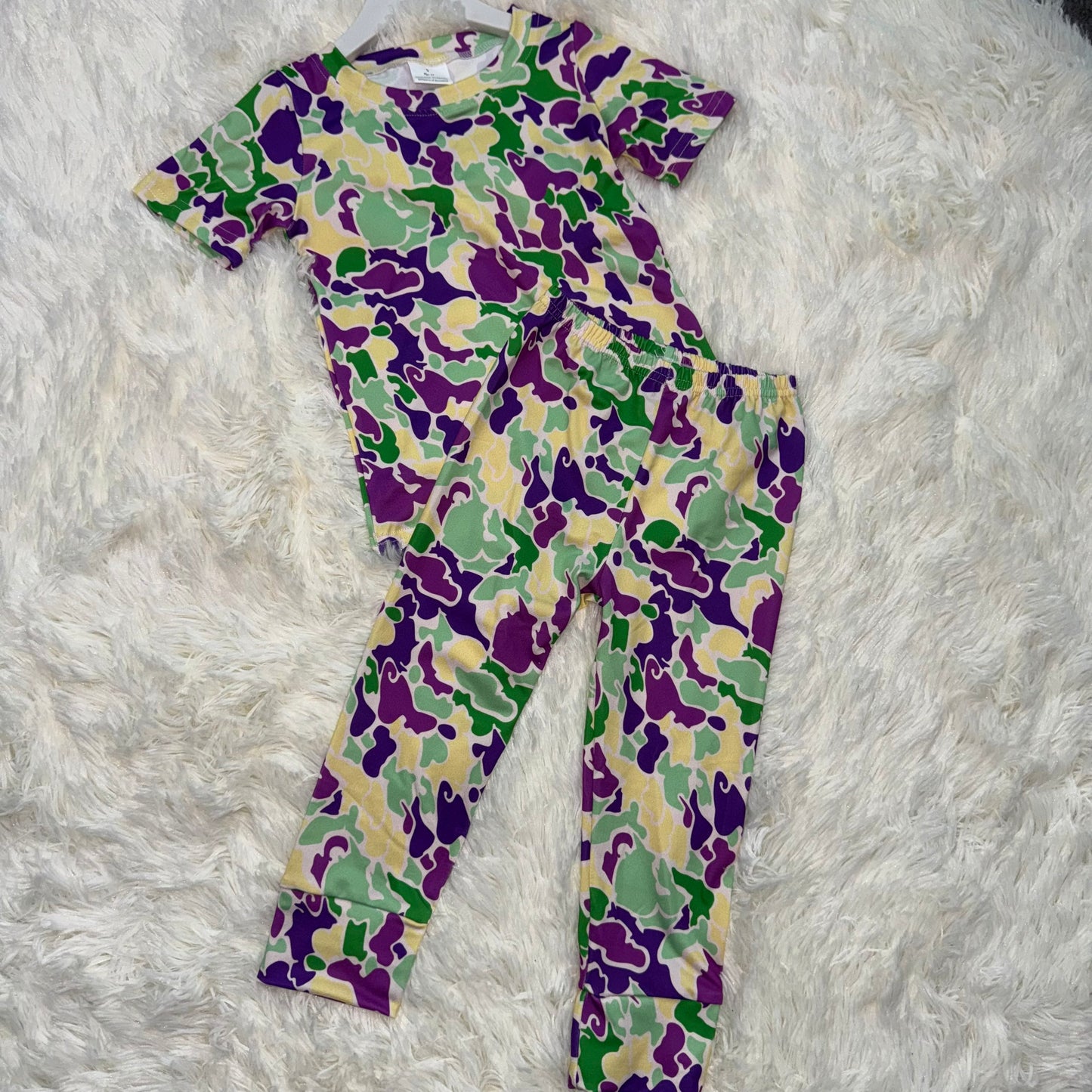 10.30 RST BSPO0584 Baby Boys Mardigras Camo Short Sleeve Pant Pajamas Sets
