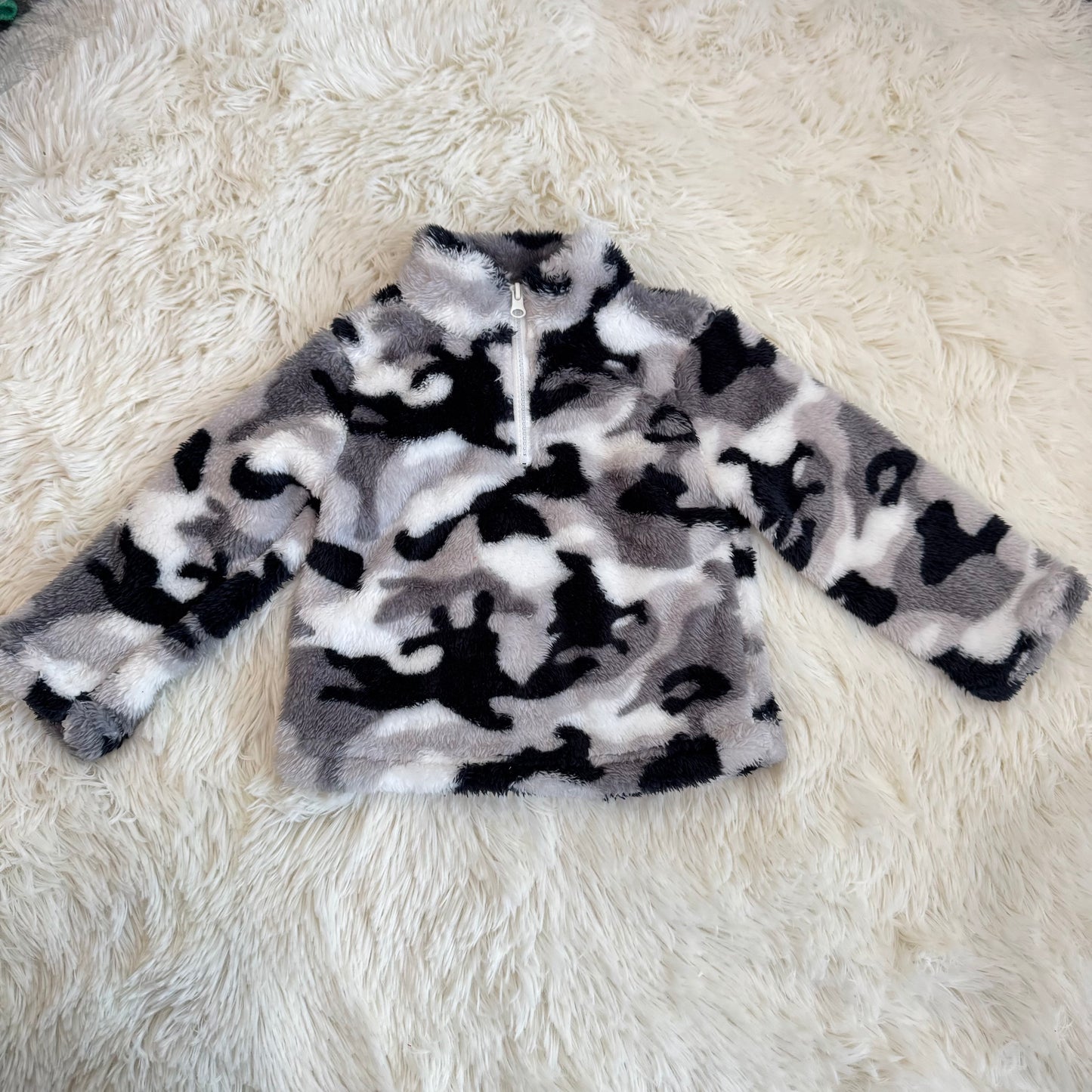 11.26 RST BT0744 Baby Boys Grey Fall Camo Zip Pullovers Tee Tops