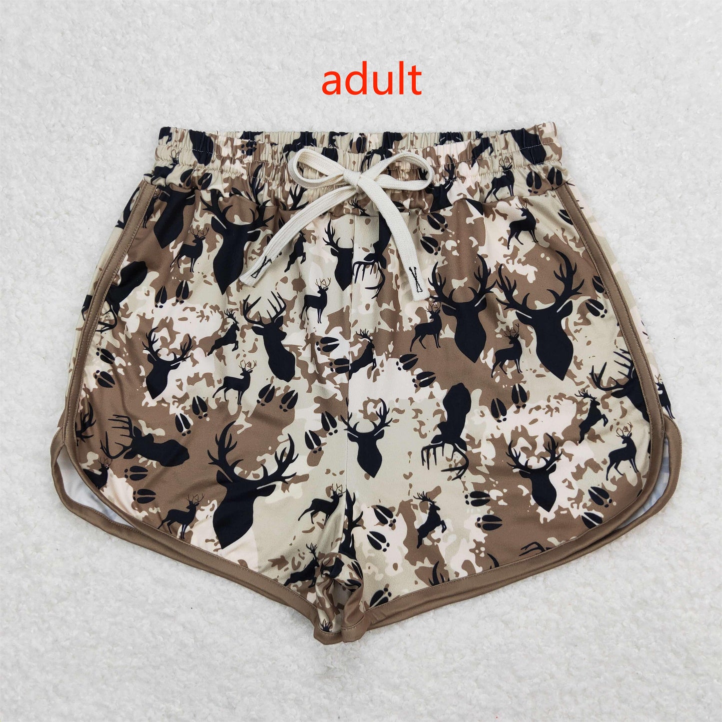 Baby Girls and Adults women Christmas Elk Head Brown Sports Yoga Shorts