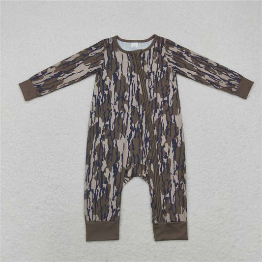 USA Shop (in stock)LR1452  Long sleeves bottomland camo baby kids zipper romper