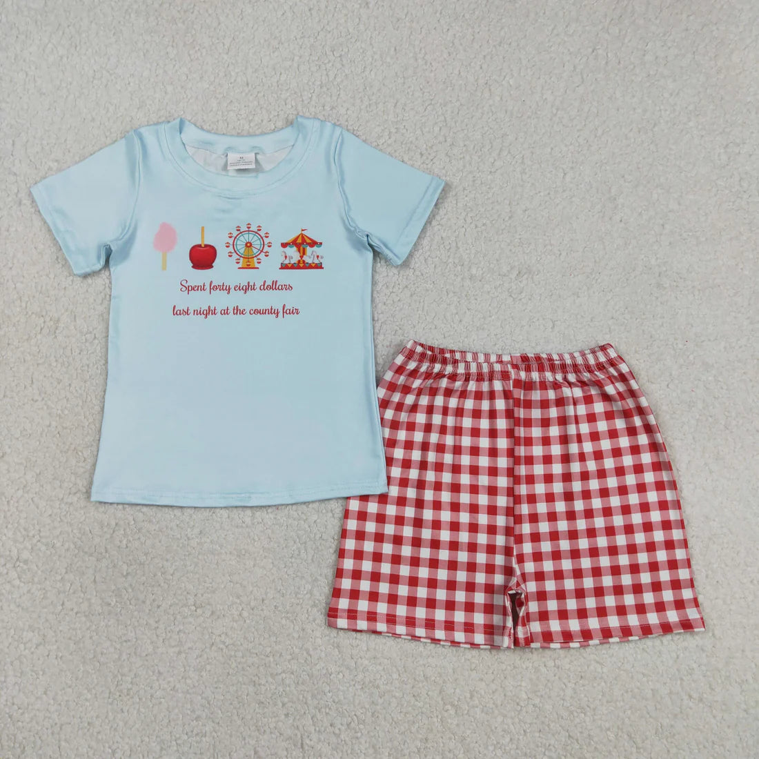 3.20 RTS Sibling Baby Boys Short Sleeve Shirts Top Red Checked Shorts Clothes Set Rompers