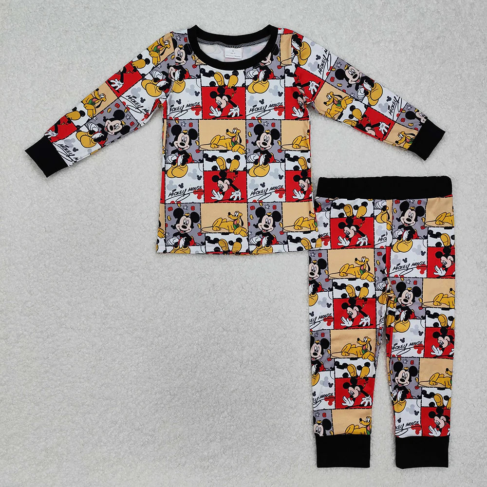 2.4 RTS Sibling Baby Girls Mouse Dogs Top Pants Pajamas Clothes Sets