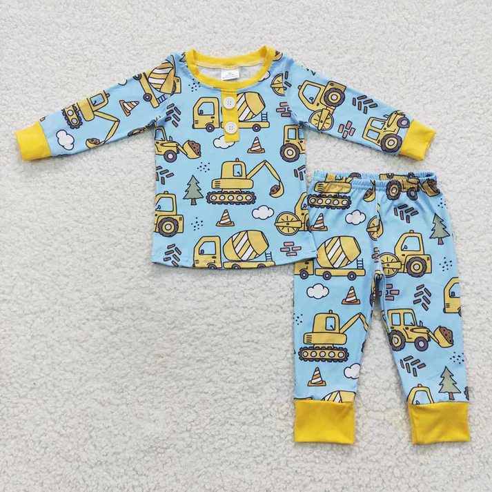 Baby Boys Construction Rompers Pajamas Clothing Sets