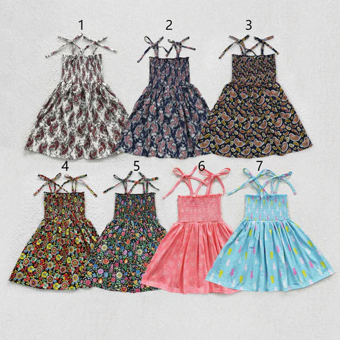 11.8 RST Sibling Baby Girls Strap Colorful Floral Print Knee Length Dresses
